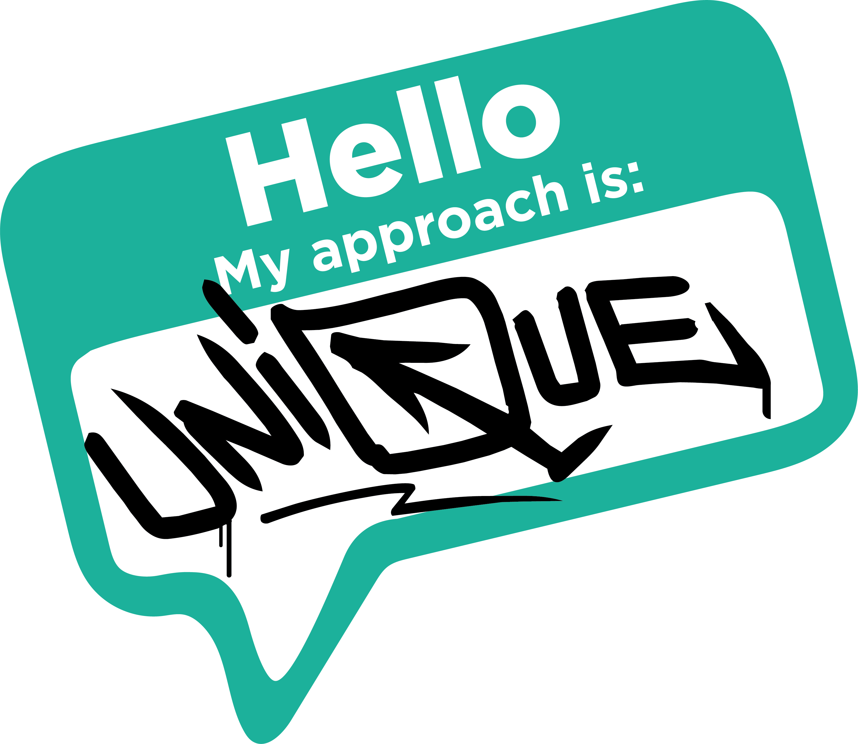 'My approach is: Unique' sticker graphic