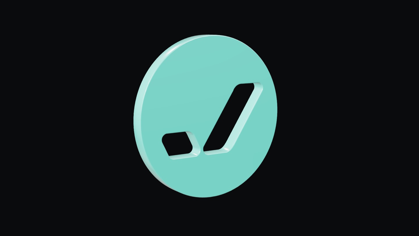 3D Logo Lab: a glossy teal 3D logo disc tilted against a black background