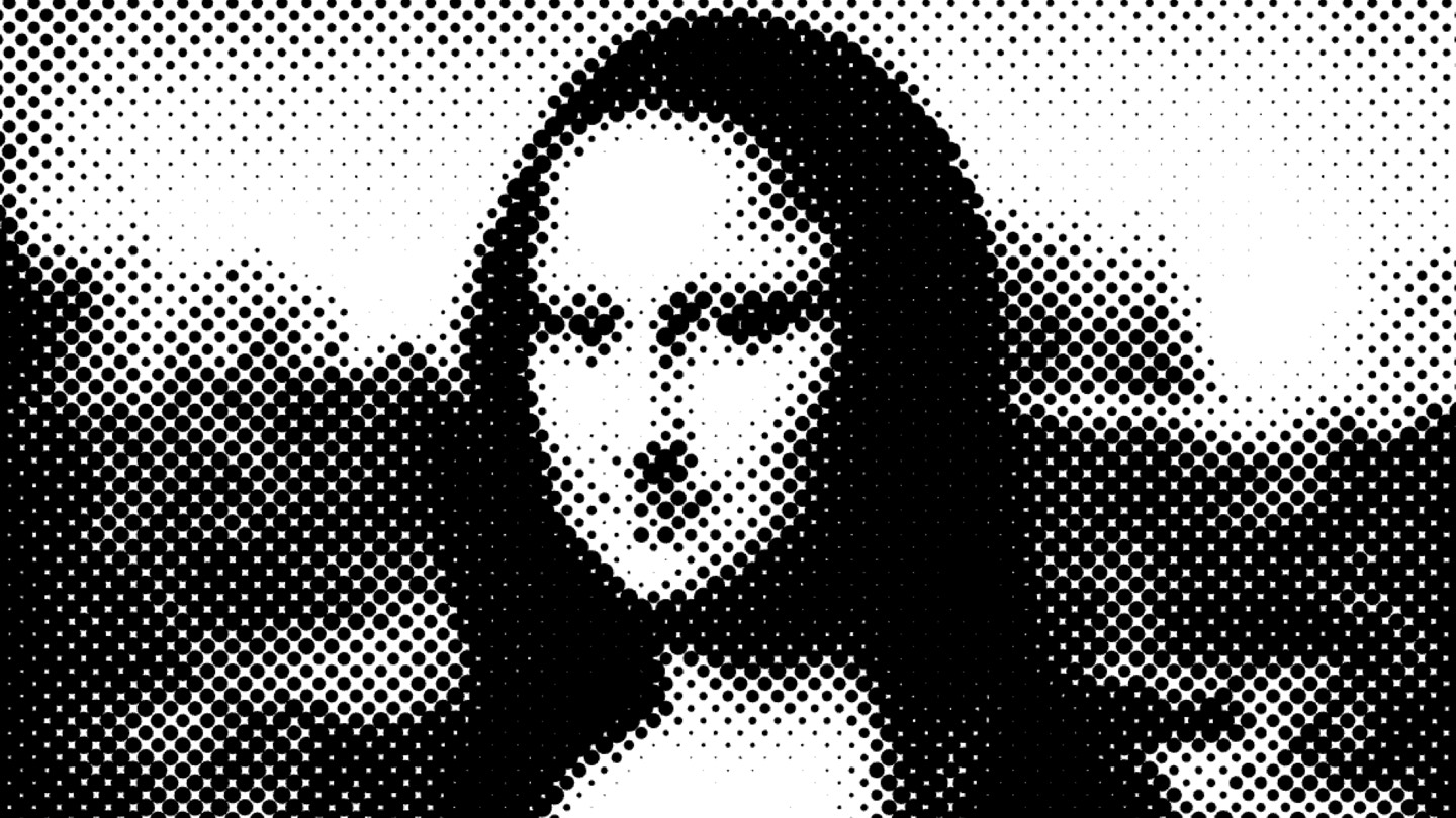 Halftone Lab: the Mona Lisa rebuilt from a grid of black halftone dots